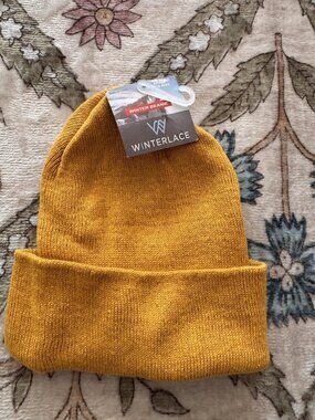 Winterlace Cuffed Beanie Mustard NWT